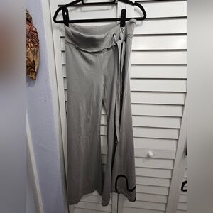 Peace Love World Gray Wide-Leg Pants with HEART   L